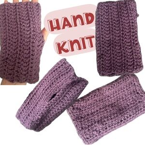 Purple Hand Knit Fingerless Gloves